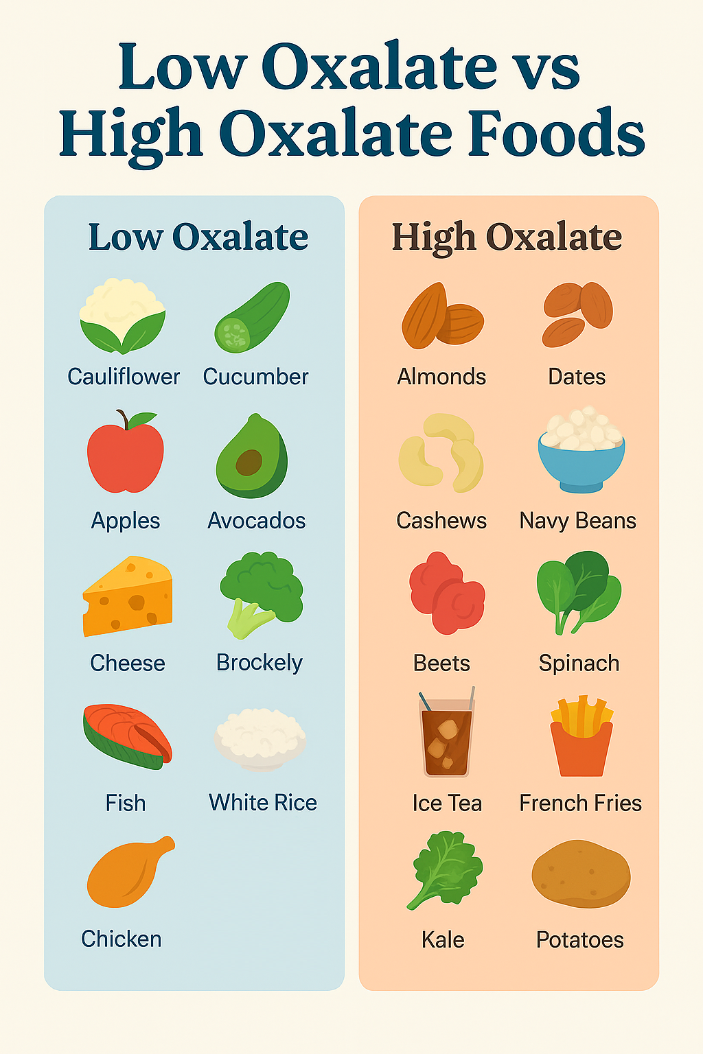 Low Oxalate vs High Oxalate Foods: What to Eat for Kidney Stone Prevention