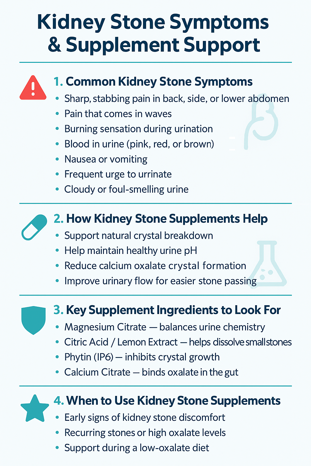 Kidney Stone Symptoms & Supplement Support