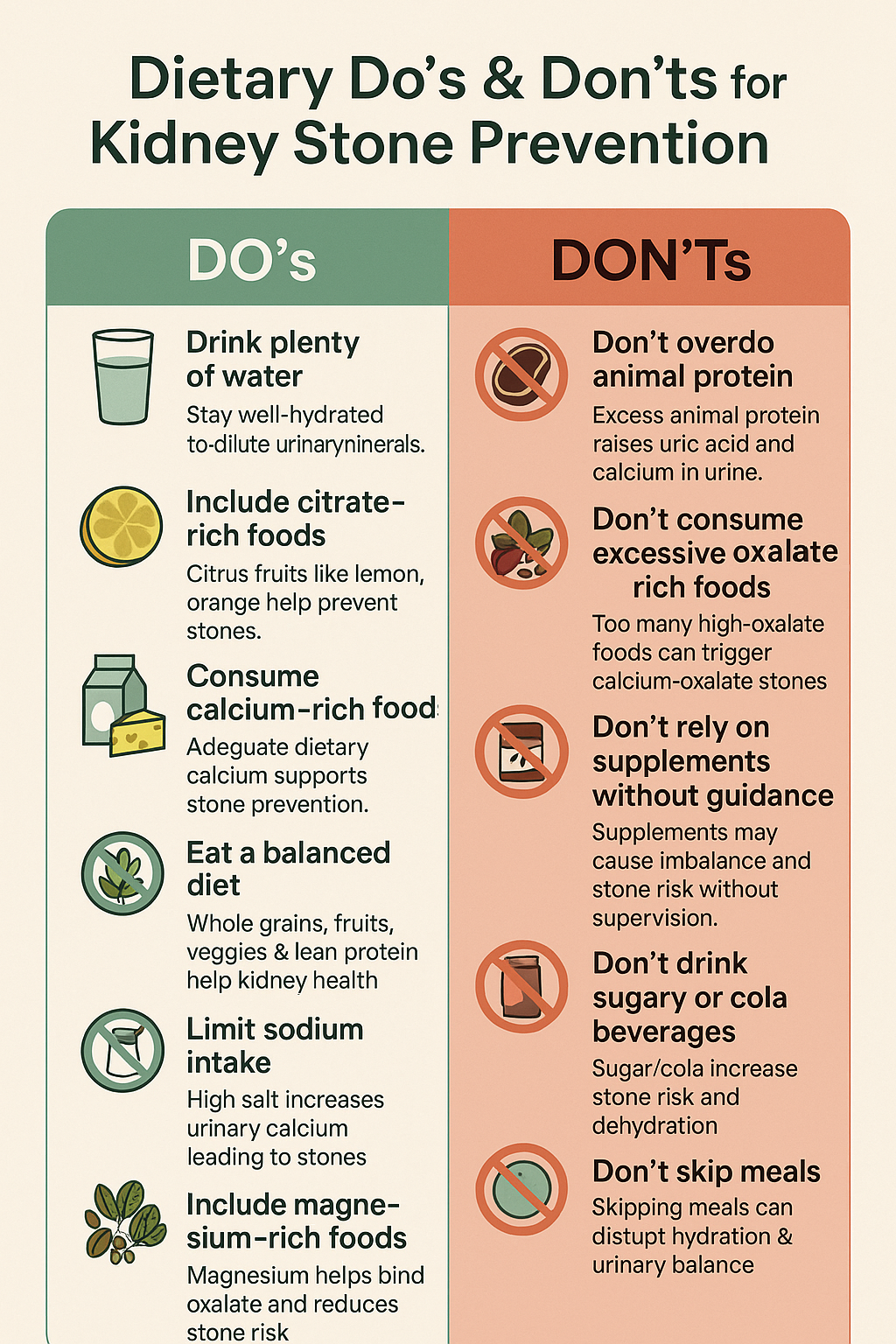 Dietary Do’s & Don’ts for Kidney Stone Prevention